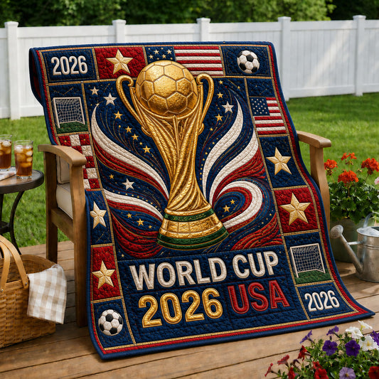 World Cup 2026 USA Trophy Quilted Blanket GFTOHNL1233