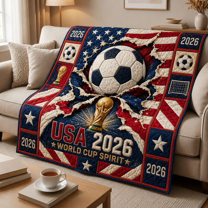 USA 2026 World Cup Spirit Soccer Quilted Blanket GFTOHNL1234