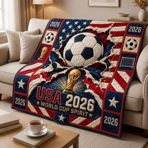 USA 2026 World Cup Spirit Soccer Quilted Blanket GFTOHNL1234