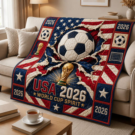 USA 2026 World Cup Spirit Soccer Quilted Blanket GFTOHNL1234