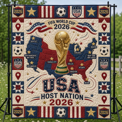 USA Host Nation 2026 Soccer Map Quilted Blanket GFTOHNL1235
