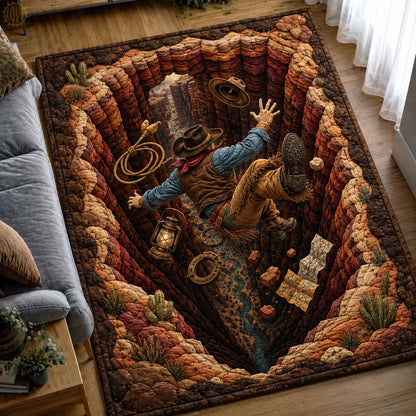 Cowboy Falling Into Desert Canyon Area Rug GFTOHNL1251