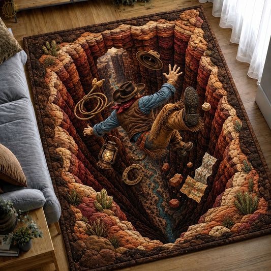 Cowboy Falling Into Desert Canyon Area Rug GFTOHNL1251