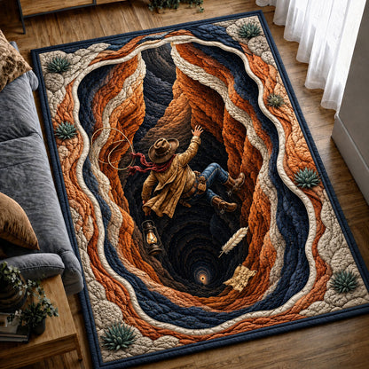 Cowboy Falling Through Canyon Spiral Area Rug GFTOHNL1255