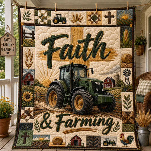 Faith And Farming Construction Quilted Blanket GFTOHNL1280