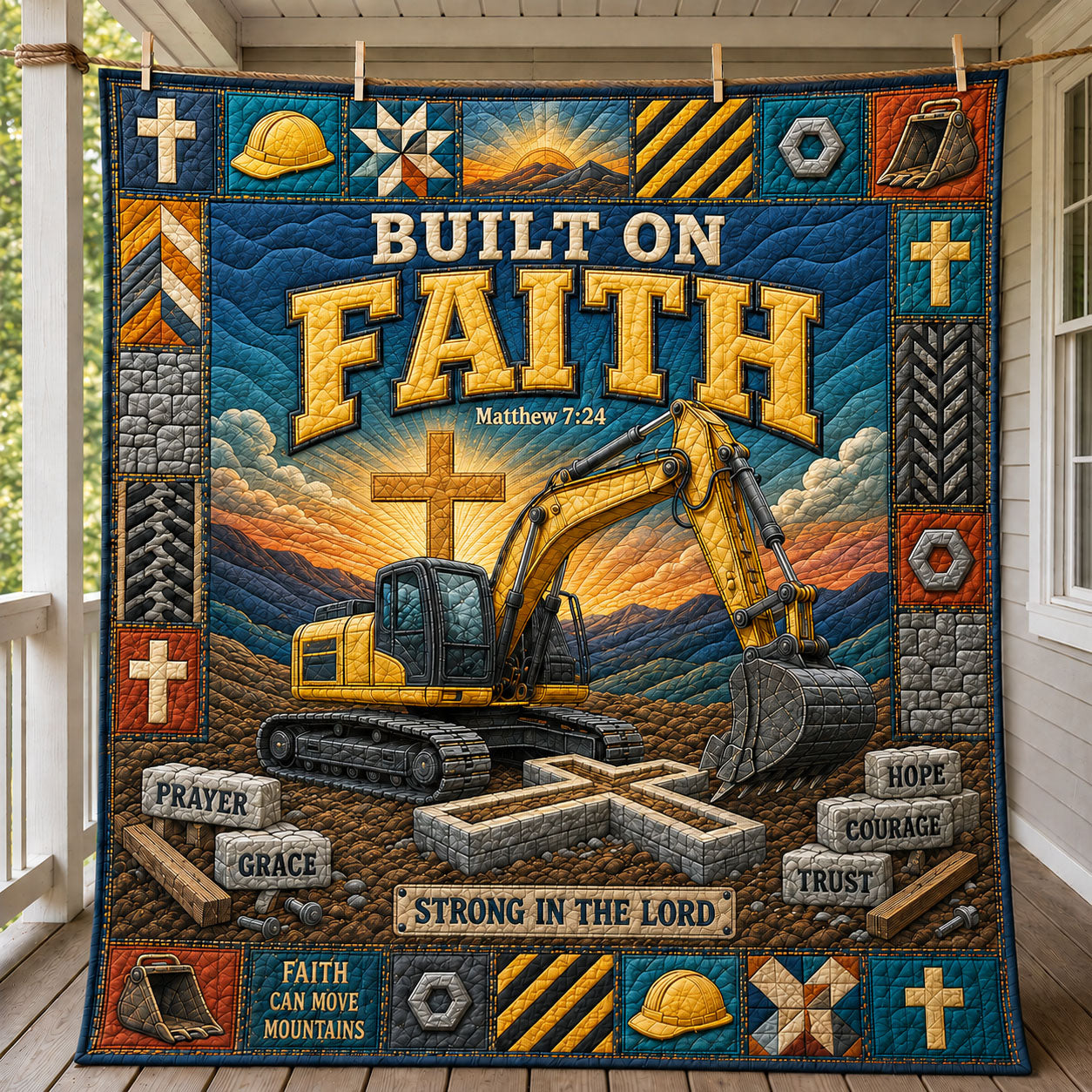 Built On Faith Construction Quilted Blanket GFTOHNL1281