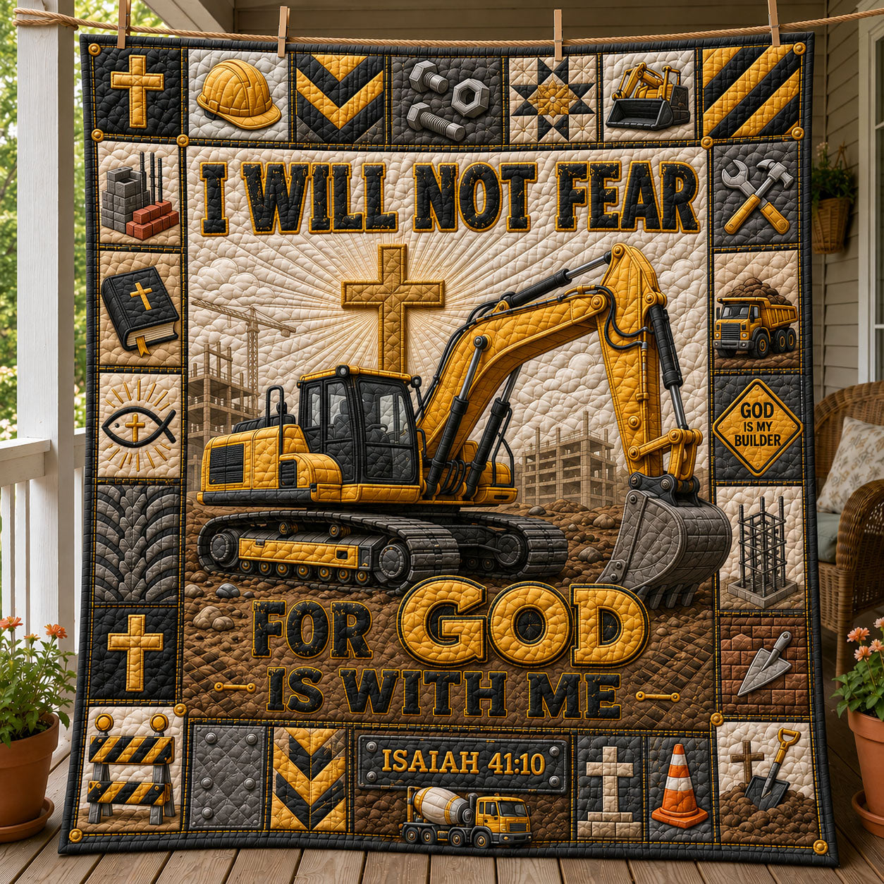 Fearless Faith Builder Construction Quilted Blanket GFTOHNL1282