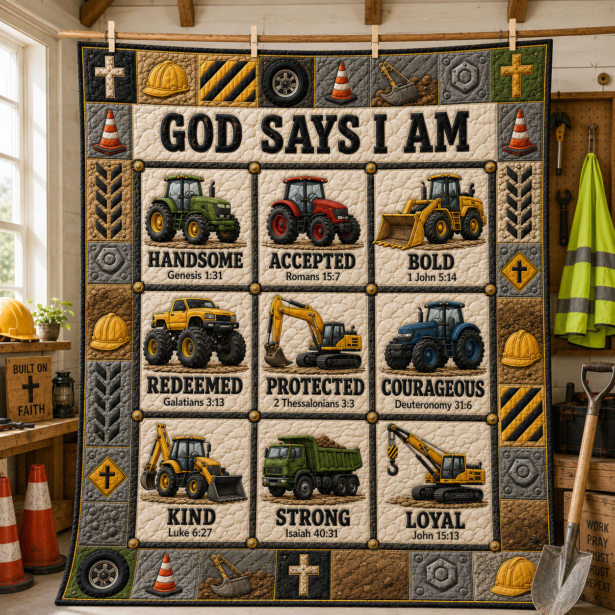 God Says Builder Construction Quilted Blanket GFTOHNL1284
