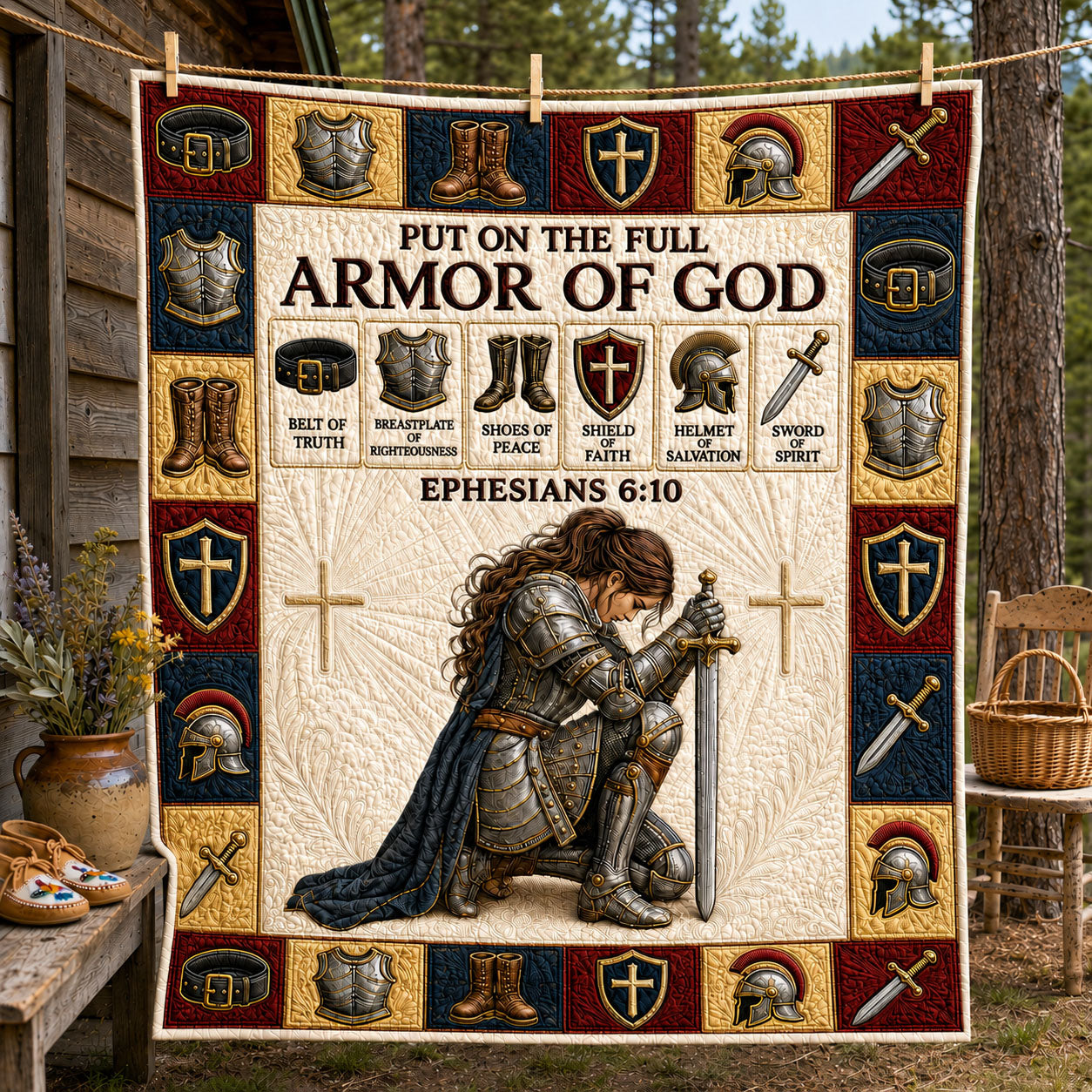 Full Armor Of God Quilted Blanket GFTOHNL1290