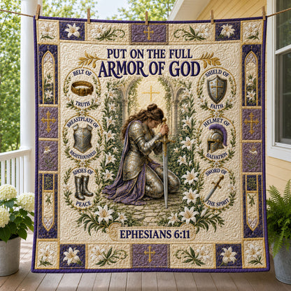 White Lily Prayer Garden Armor Of God Quilted Blanket GFTOHNL1310