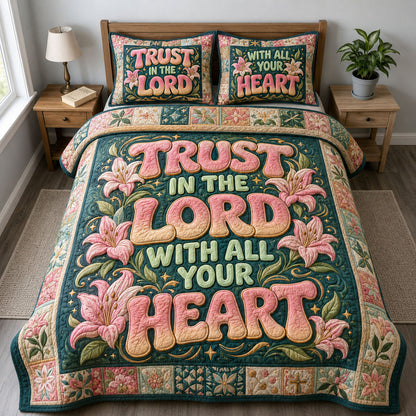 Pink Lily Christian Trust In The Lord 3-Piece Quilted Bedding Set GFTOHNL1339