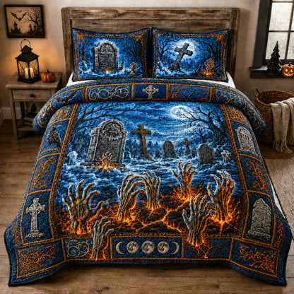 Zombie Hands Graveyard 3-Piece Quilted Bedding Set GFTOHNL1347