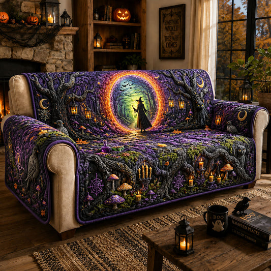 Witch Portal Forest Halloween Quilted Sofa Cover GFTOHNL1351