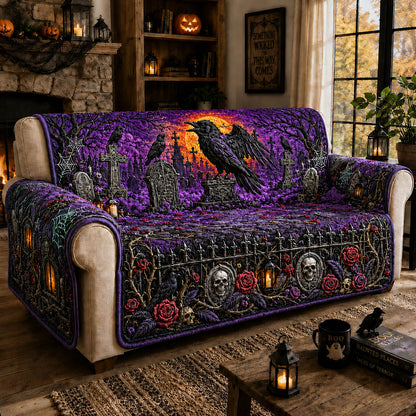 Raven Graveyard Halloween Quilted Sofa Cover GFTOHNL1352