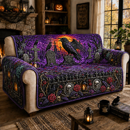 Raven Graveyard Halloween Quilted Sofa Cover GFTOHNL1352