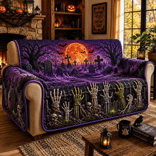 Skeleton Hands Graveyard Quilted Sofa Cover GFTOHNL1354