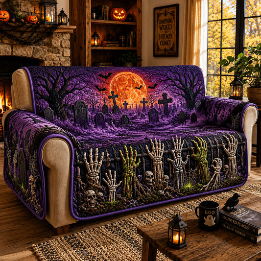 Skeleton Hands Graveyard Quilted Sofa Cover GFTOHNL1354