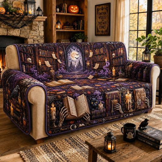 Haunted Spell Library Quilted Sofa Cover GFTOHNL1355