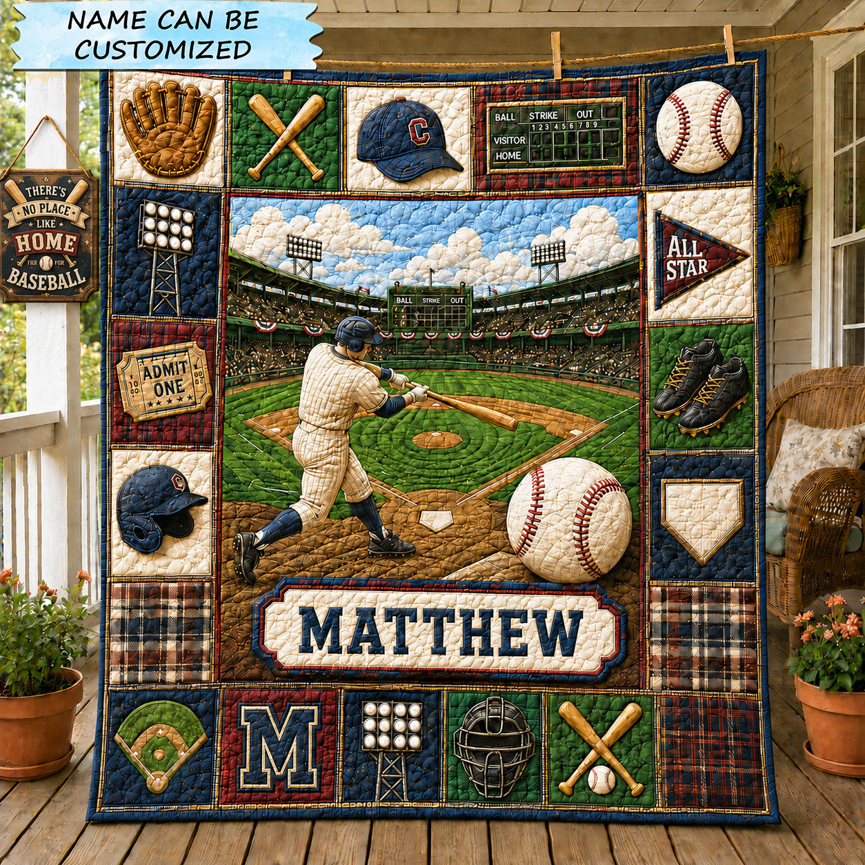 Personalized All Star Baseball Quilted Blanket QTCUZ GFTOHNL1357