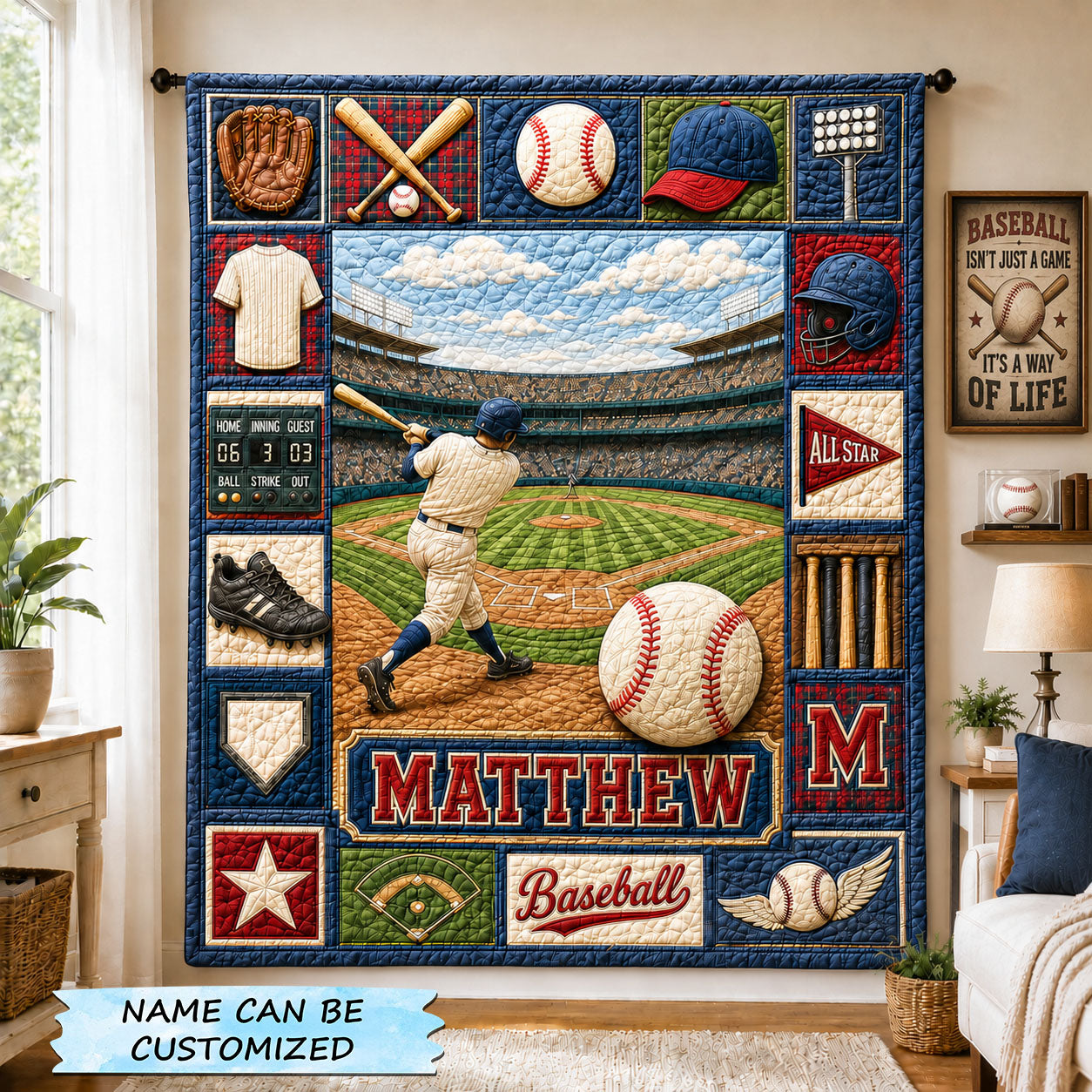 Personalized Stadium Baseball Quilted Blanket QTCUZ GFTOHNL1358