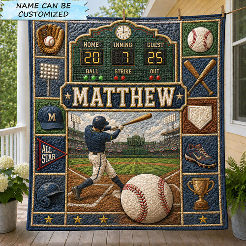 Personalized Scoreboard Baseball Quilted Blanket QTCUZ GFTOHNL1360