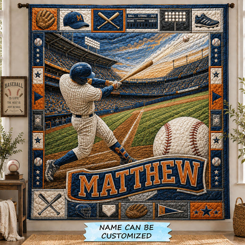 Personalized Grand Slam Baseball Quilted Blanket QTCUZ GFTOHNL1362