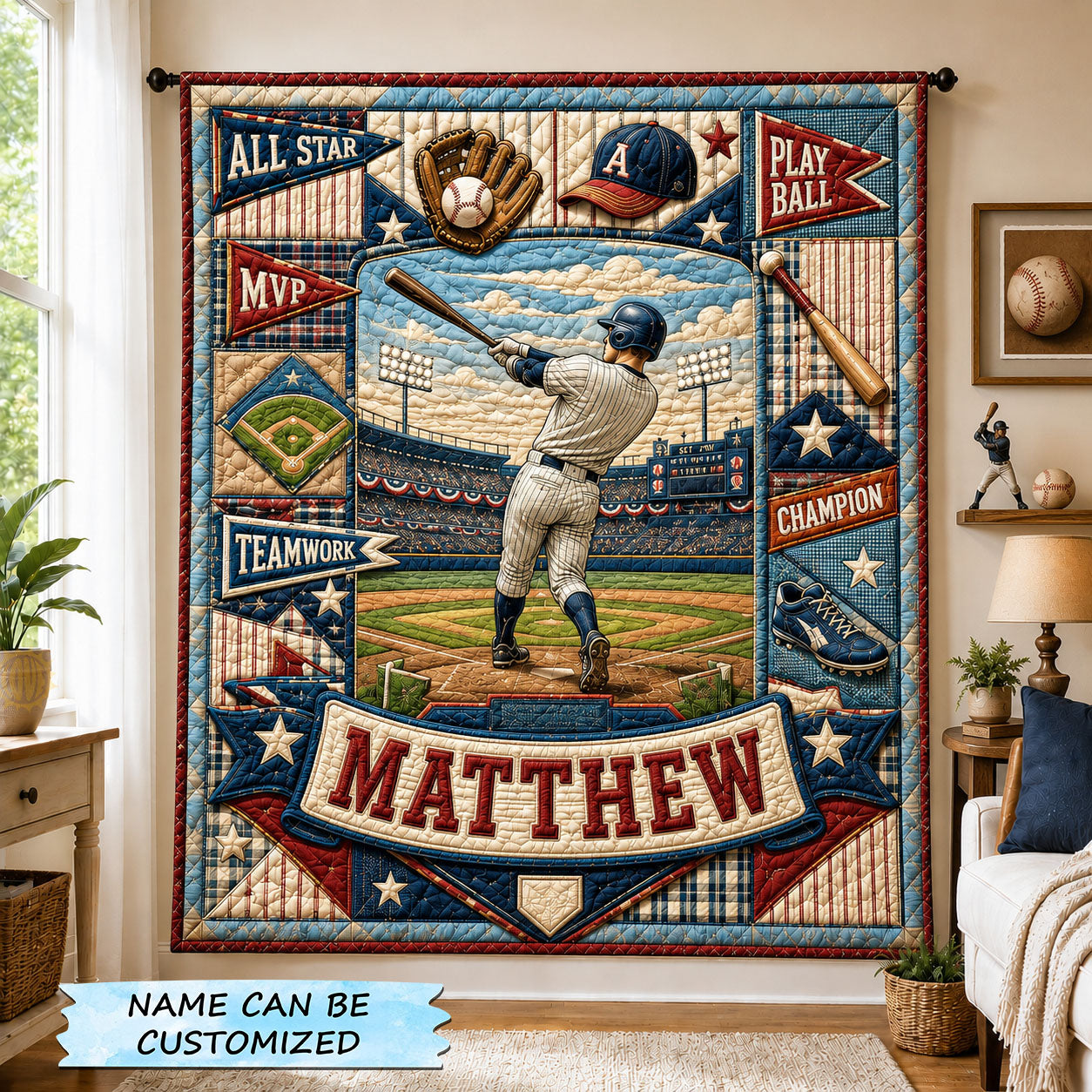 Personalized MVP Baseball Quilted Blanket QTCUZ GFTOHNL1363