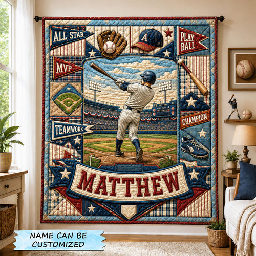 Personalized MVP Baseball Quilted Blanket QTCUZ GFTOHNL1363