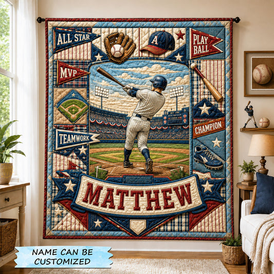 Personalized MVP Baseball Quilted Blanket QTCUZ GFTOHNL1363