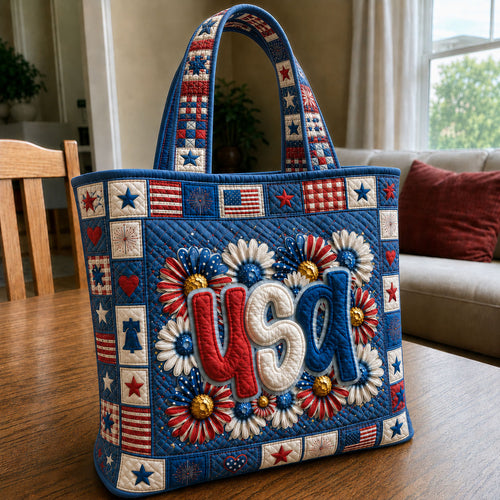 USA Floral Freedom Quilted Tote Bag GFTOHNL137