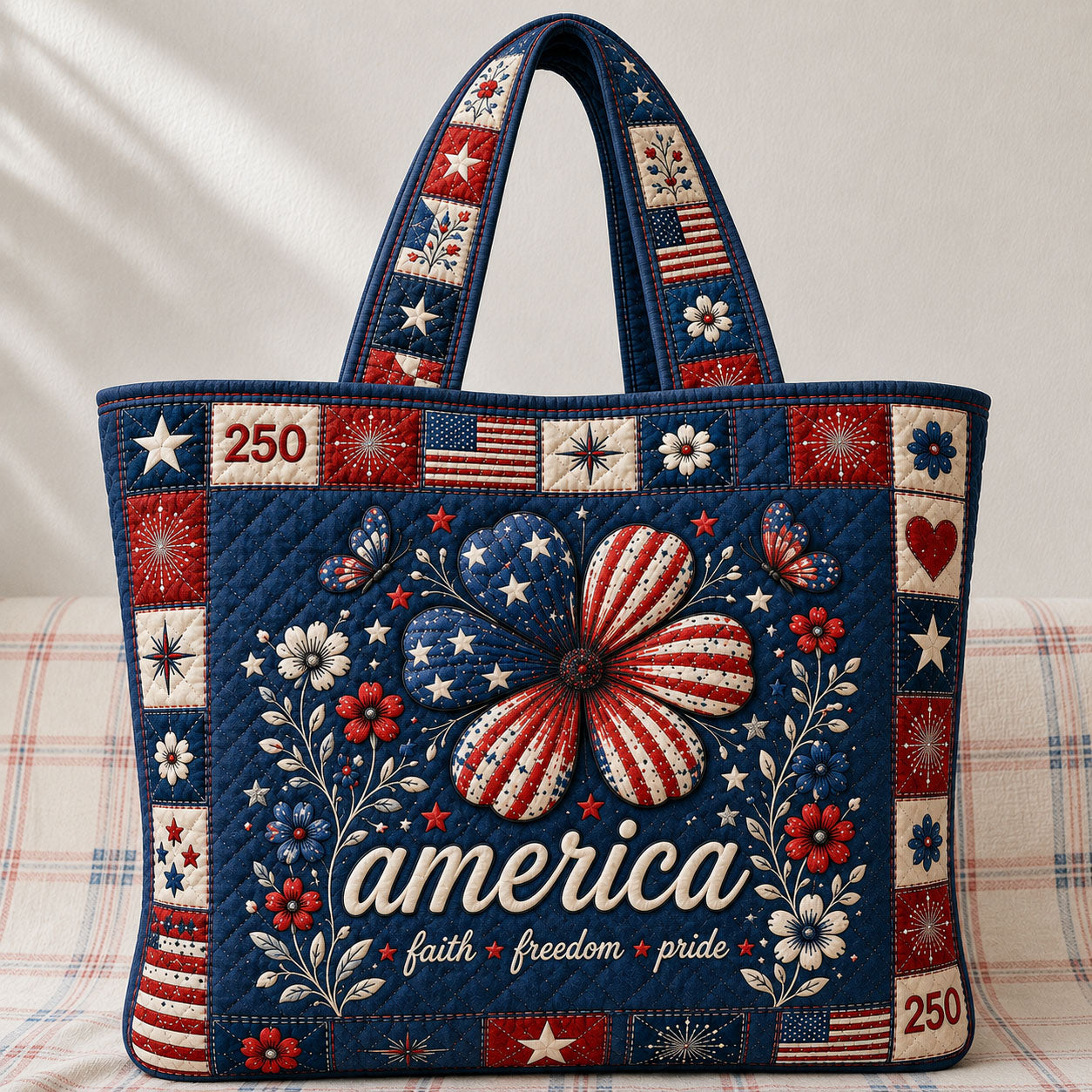 America Faith Freedom Pride Quilted Tote Bag GFTOHNL142