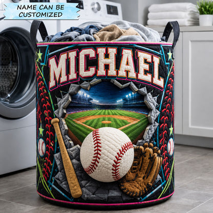 Personalized Baseball Stadium Portal Quilted Laundry Basket QTCUZ GFTOHNL1424