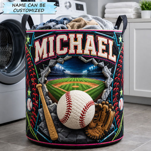 Personalized Baseball Stadium Portal Quilted Laundry Basket QTCUZ GFTOHNL1424