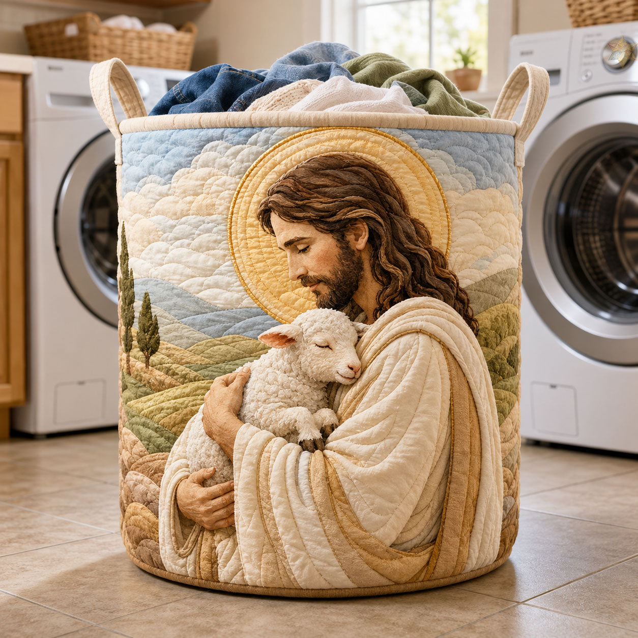 Good Shepherd Embrace Quilted Laundry Basket GFTOHNL1426