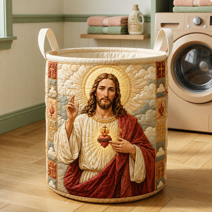 Sacred Heart Blessing Quilted Laundry Basket GFTOHNL1428