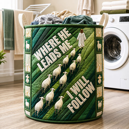Where He Leads Quilted Laundry Basket GFTOHNL1430