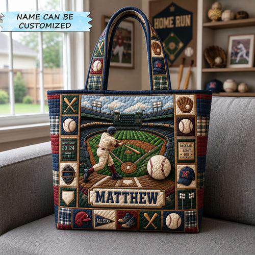 Personalized Baseball Grand Slam Quilted Tote Bag QTCUZ GFTOHNL1433
