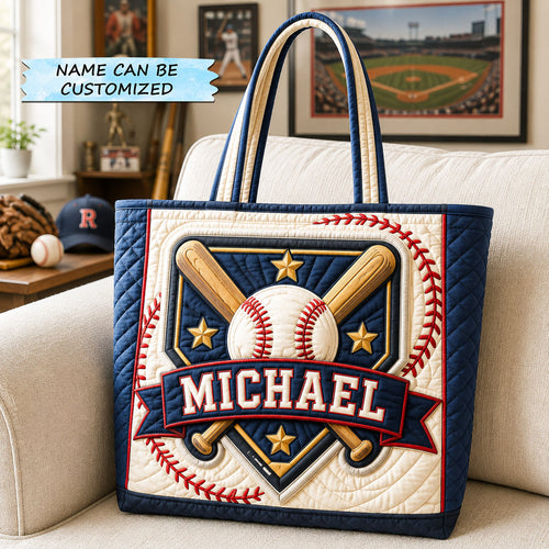 Personalized Baseball Grand Slam Crest Quilted Tote Bag QTCUZ GFTOHNL1435