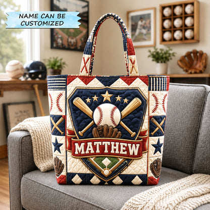Personalized Baseball All Star Shield Quilted Tote Bag QTCUZ GFTOHNL1436
