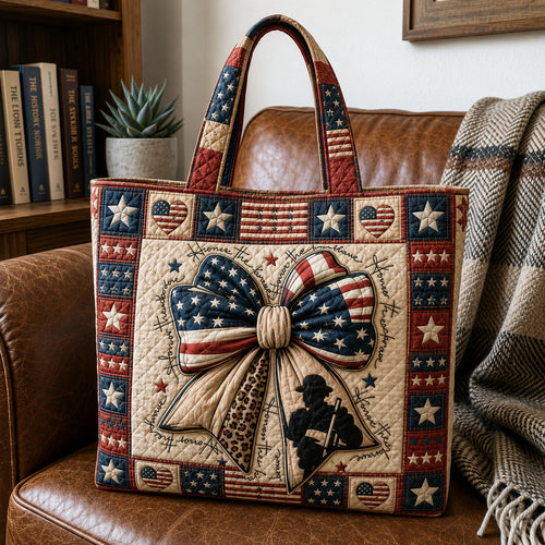 Vintage Americana Bow Quilted Tote Bag GFTOHNL145