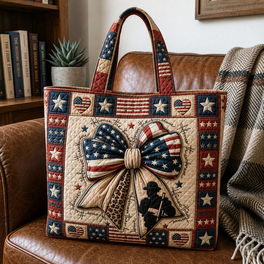 Vintage Americana Bow Quilted Tote Bag GFTOHNL145