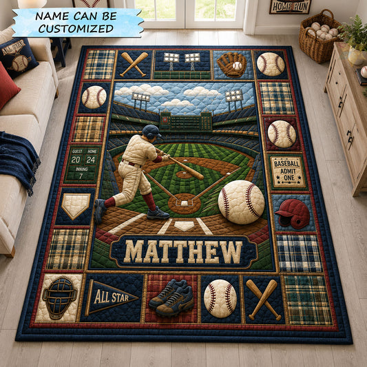 Personalized Baseball Grand Slam Area Rug QTCUZ GFTOHNL1172 C3