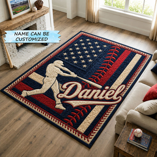 Personalized Baseball Patriotic Area Rug QTCUZ GFTOHNL1462