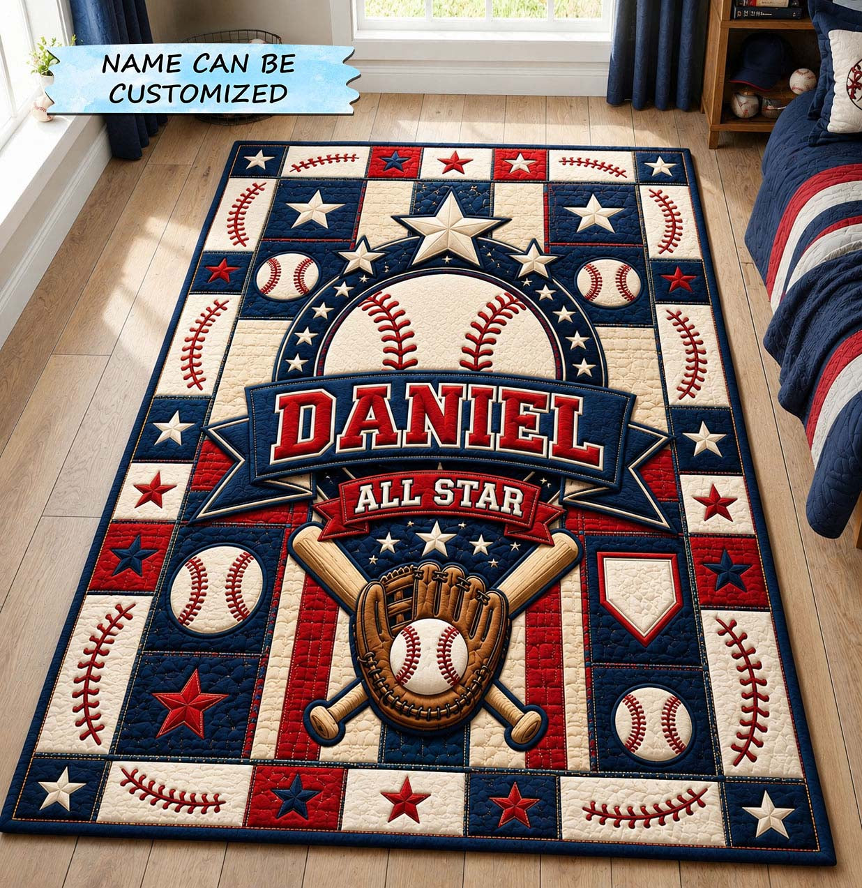 Personalized Baseball All Star Area Rug QTCUZ GFTOHNL1463