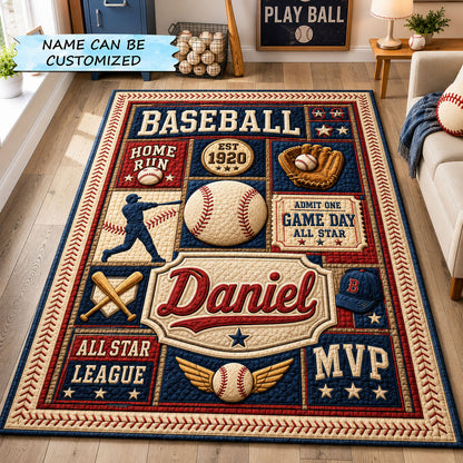 Personalized Baseball League Area Rug QTCUZ GFTOHNL1464