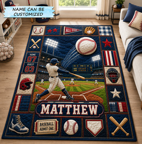 Personalized Baseball Home Run Area Rug QTCUZ GFTOHNL1465