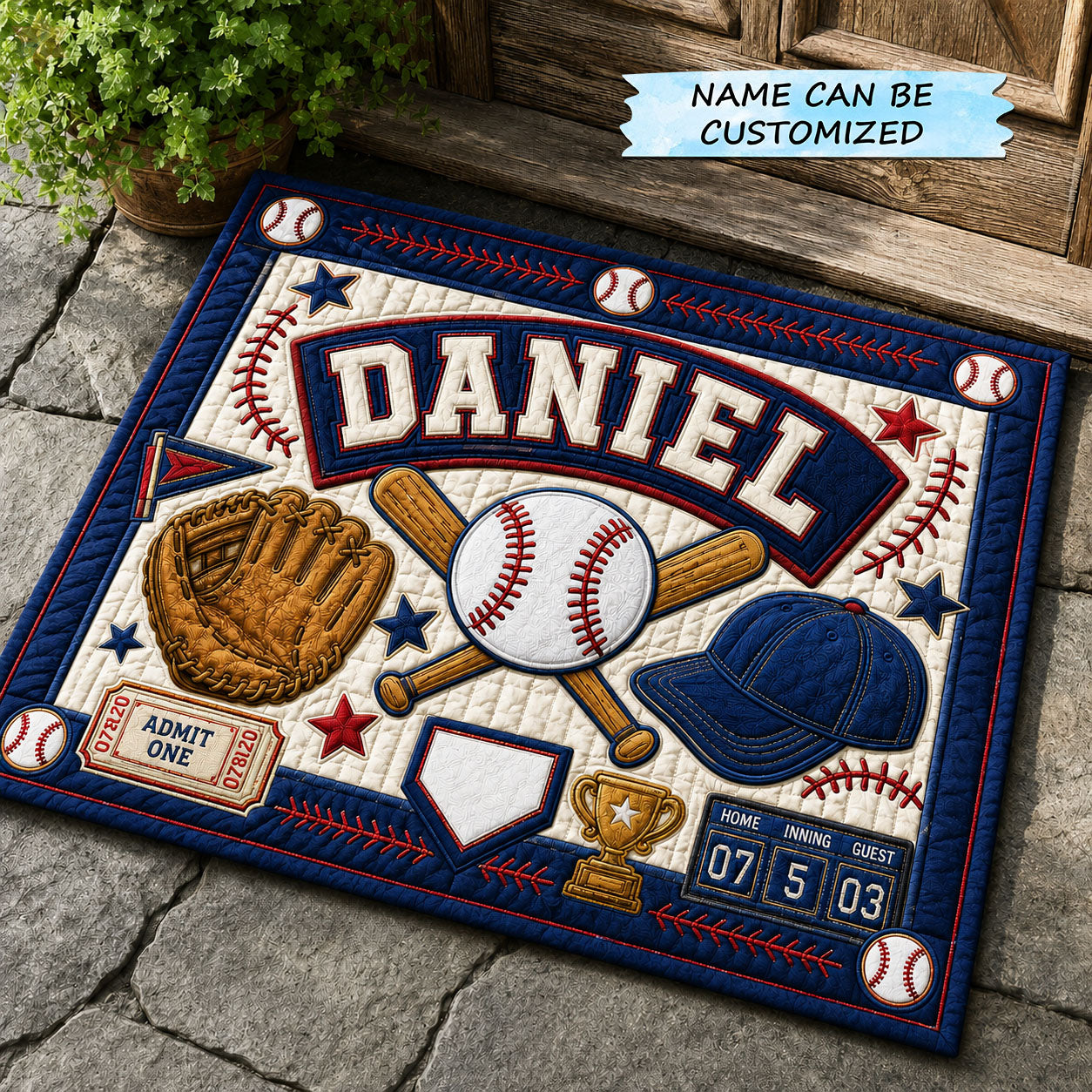 Personalized Baseball Doormat QTCUZ GFTOHNL1468