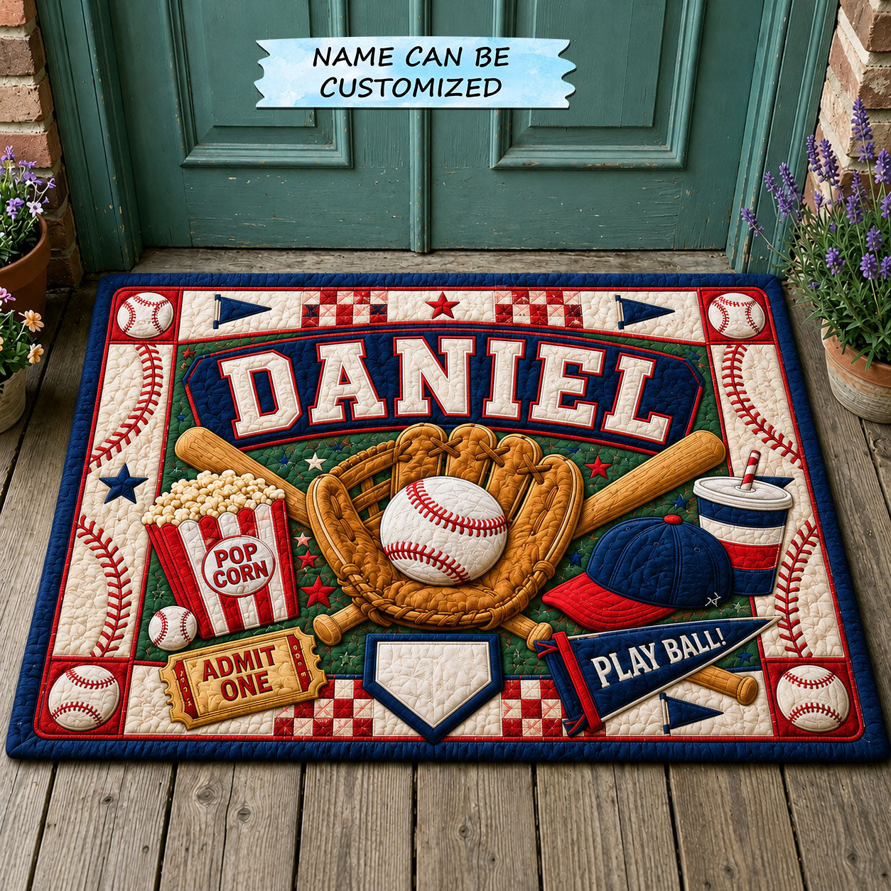 Personalized Baseball Play Ball Doormat QTCUZ GFTOHNL1470