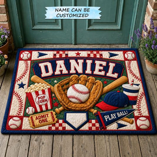 Personalized Baseball Play Ball Doormat QTCUZ GFTOHNL1470