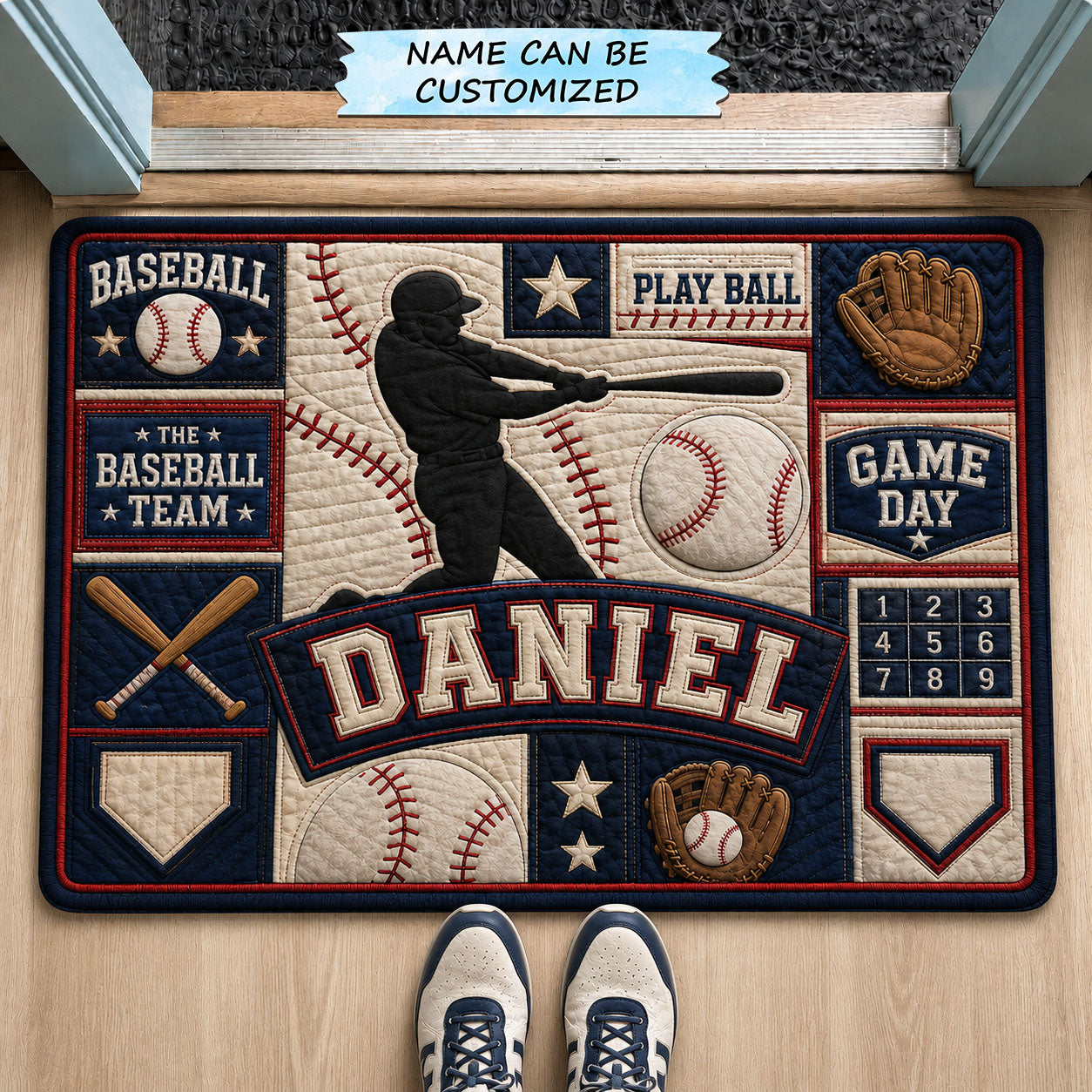 Personalized Baseball Batter Doormat QTCUZ GFTOHNL1471